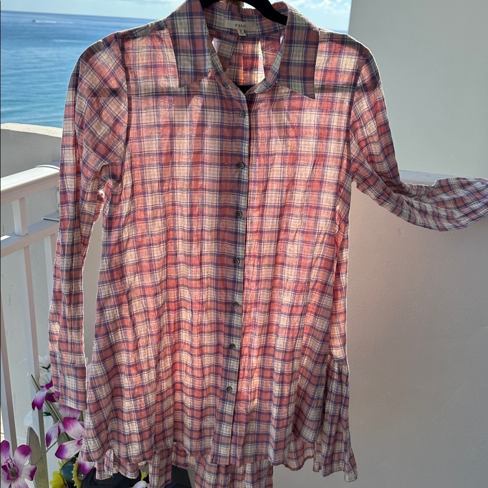 EASEL Stylish Multicolor Plaid Casual Button-Down Shirt long sleeve shirt.
